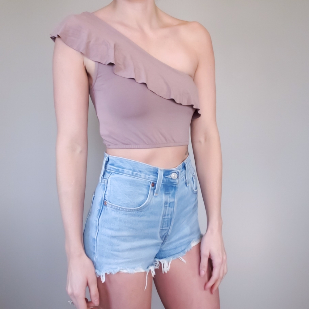 NWT Pull&Bear Nude One Shoulder Crop Top